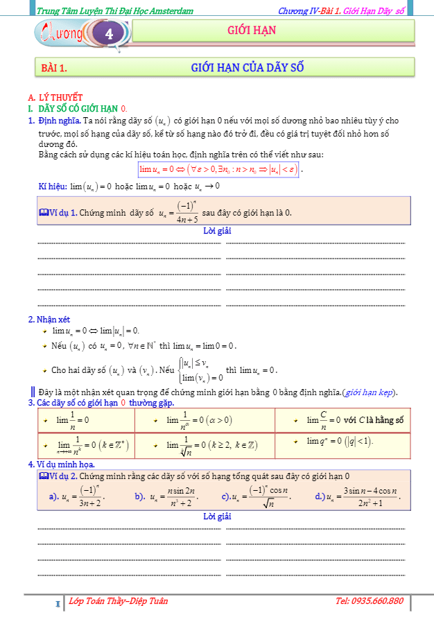 giới hạn dãy số, giới hạn hàm số và hàm số liên tục – diệp tuân