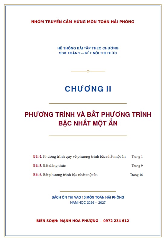 hệ thống bài tập phương trình và bất phương trình bậc nhất một ẩn toán 9