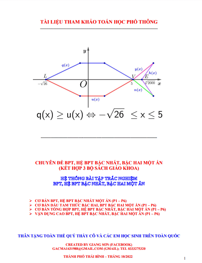 hệ thống bài tập trắc nghiệm bpt, hệ bpt bậc nhất, bậc hai một ẩn