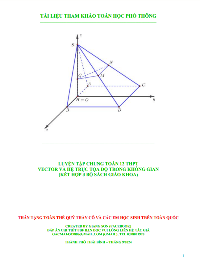 luyện tập chung toán 12 vector và hệ trục tọa độ trong không gian
