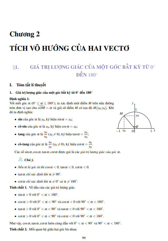 lý thuyết, các dạng toán và bài tập tích vô hướng của hai vectơ và ứng dụng