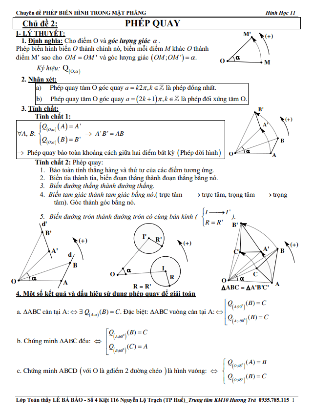 lý thuyết, phương pháp giải toán và bài tập phép quay – lê bá bảo