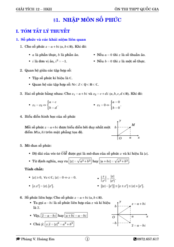 lý thuyết và bài tập trắc nghiệm số phức – phùng hoàng em