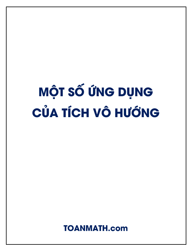 một số ứng dụng của tích vô hướng