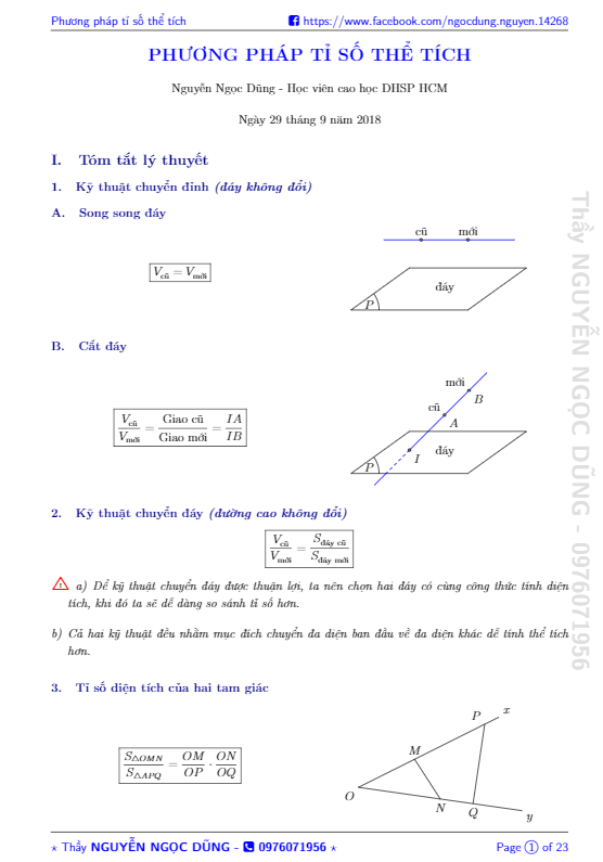 sử dụng phương pháp tỉ số thể tích giải quyết bài toán thể tích khối đa diện – nguyễn ngọc dũng