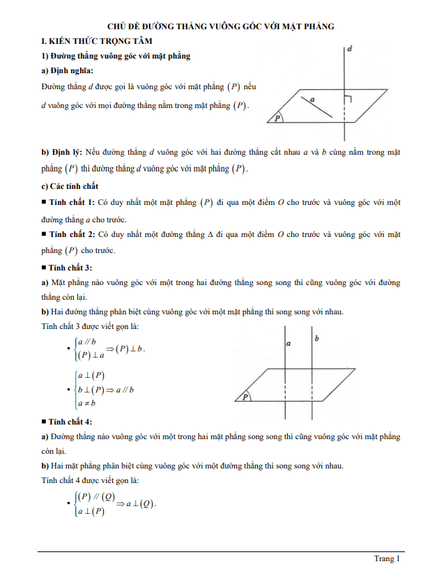 tài liệu chủ đề đường thẳng vuông góc với mặt phẳng