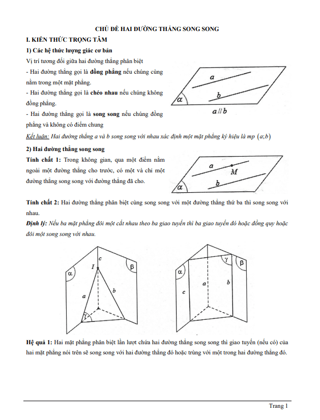 tài liệu chủ đề hai đường thẳng song song