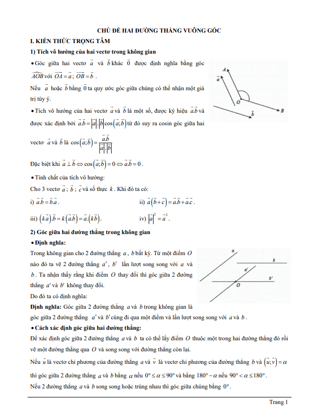 tài liệu chủ đề hai đường thẳng vuông góc