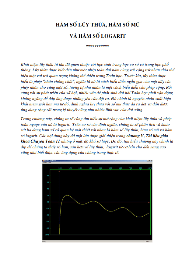 tài liệu chuyên toán chủ đề hàm số lũy thừa, hàm số mũ và hàm số logarit