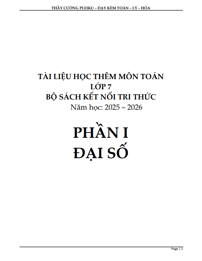 tài liệu học thêm môn toán 7 sách kết nối tri thức với cuộc sống học kì 1