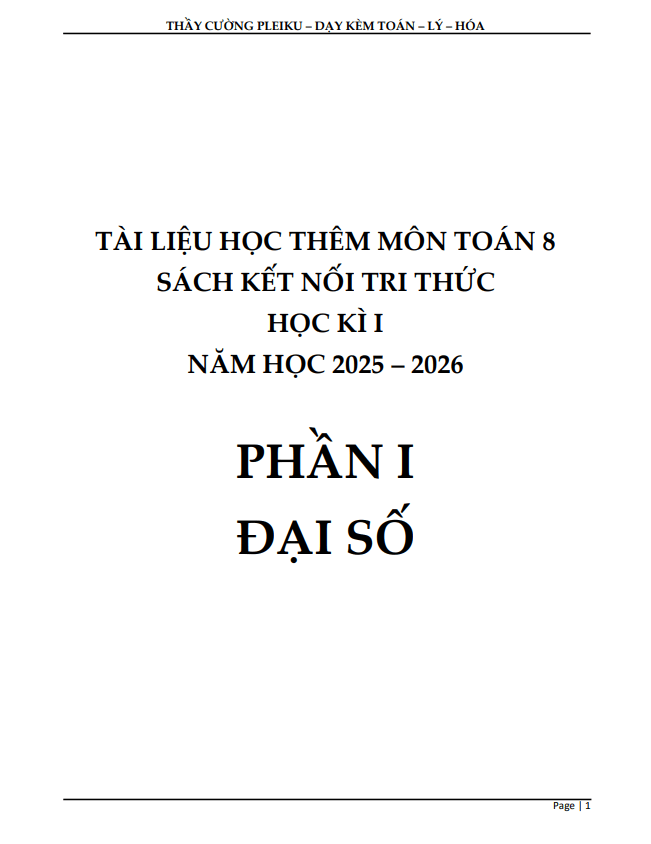 tài liệu học thêm môn toán 8 sách kết nối tri thức với cuộc sống học kì 1