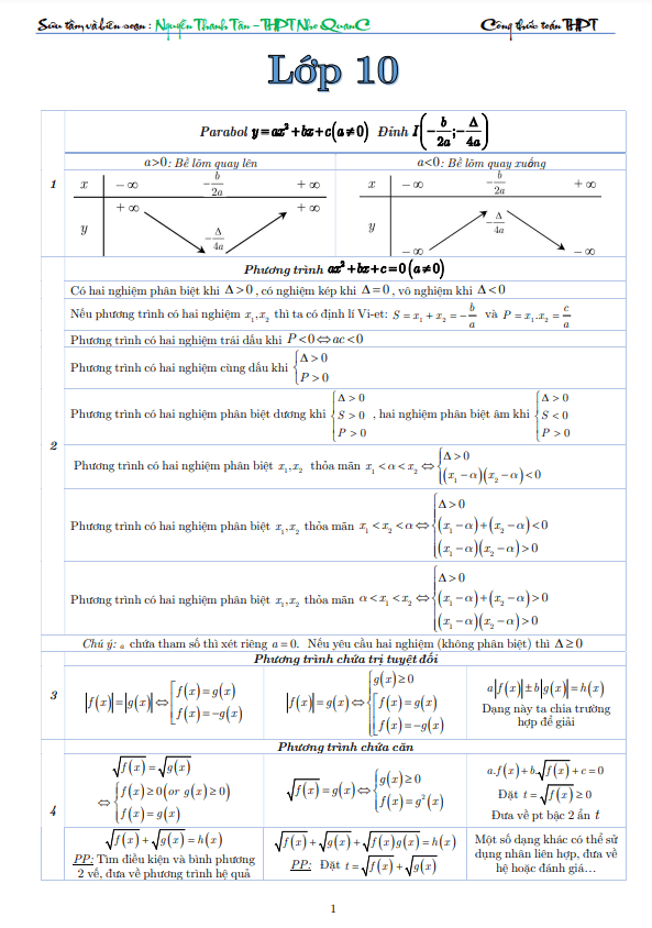 tổng hợp công thức toán thpt – nguyễn thanh tân