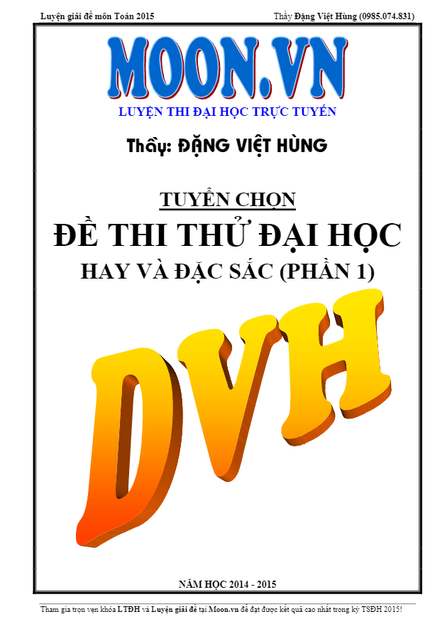 tuyển tập 10 đề thi thử quốc gia môn toán 2015 – đặng việt hùng