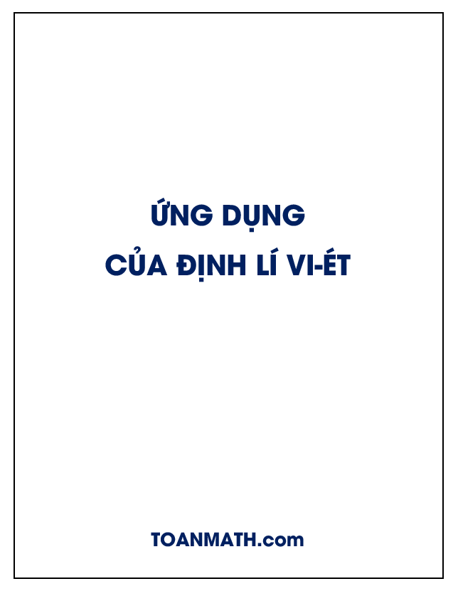 ứng dụng của định lí vi-ét